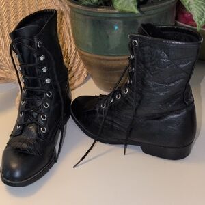 Laredo Black Leather Combat Boots